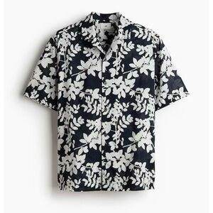 H&M Men's Shirt with Black and White Leaf Pattern